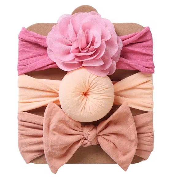 Other - Set of Three Pink and Peach Headbands